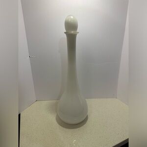 LARGE 1960s Mid Century Believed to Be Empoli White Glass Decanter